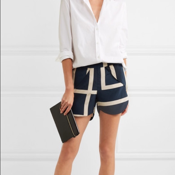 Totême Pants - NEW Totême Front Slit Silk Monogram Shorts - M